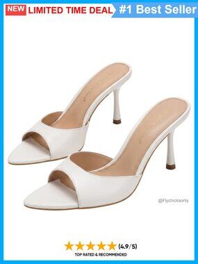 Pointed Toe Peep Toe Kitten Heel Mule Sandals Slip On